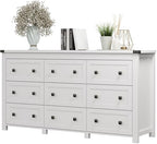 Xixini 59.1" Wide 9-Drawer Farmhouse Dresser for Bedroom, White