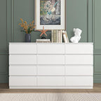 Vibe & Dine 12 Drawer Dresser, 59.1" Large Dresser for Bedroom Free Handle, Modern Wooden Chest of Drawers with Wide Storage for Living Room, White