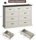 Farmhouse 9 Drawer Dresser for Bedroom, 55" White Dresser with TV Stand