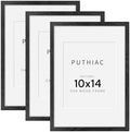 puthiac 10x14 Solid Oak Wood Picture Frames, Black, 3 Pack