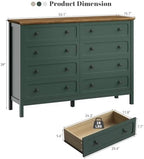 CARPETNAL 55" Green Dresser for Bedroom with 8 Drawer & Deep Drawers