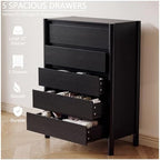 HOUROM Black Dresser for Bedroom,45" Tall 5 Drawer Mid Century Modern Chest