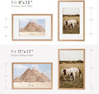 11x17 Picture Frame, Solid Oak Wood 11x17 Poster Frame with Mat to 8x12