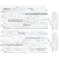 STICKGOO 20 Sheets Peel and Stick Backsplash Tile, Stick on Backsplash for Kitchen and Bathroom, White Marble Look PVC Mixed Metal Silver Self Adhesive Wall Tiles - color: White Marble + Metal Silver