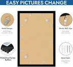 Hongkee 11x17 Picture Frame Set of 4, 11 x 17 Black Wood Style(Mat 8x12)