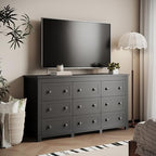 Xixini 59.1" Wide 9-Drawer Farmhouse Dresser for Bedroom, Black