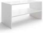 2-Tier Stackable White Shoe Rack, Wooden 2-Shelf Shoe Organizer Freestanding Shoe Storage Stand for 6-9 Pairs, Perfect for Closet, Entryway, Office Use - Modern White
