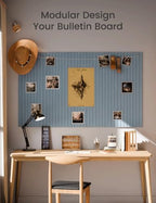 Fluxynara 48" x 36" Large Felt Bulletin Board, Dusty Blue