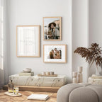 puthiac 9x12 Solid Oak Wood Picture Frames, Natural Oak, 3 Pack