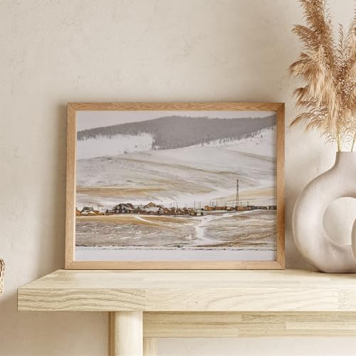 9x12 Wood Frame, Solid Oak 9x12 Picture Frame with Mat to 6x8