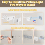 Battery Operated Picture Light for Wall, White - color: White, size: 13.8Inch