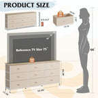 WLIVE Dresser TV Stand for 75 Inch TV, 9 Drawer Dresser for Bedroom