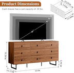 Chrangmay Modern Chest of Drawers with 9 Drawers,Deep Drawers,Clothes Organizer,Large Storage Cabinet for Living Room, Bedroom,Hallway,with Anti-Tipping Device, Caramel