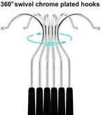 OIKA Black Velvet Hangers with Clips–16.7-Inch Space-Saving Pants Hangers for Skirts, Dresses, Non-Slip Closet Organizers (20 Pack)
