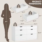 YESHOMY Dresser for Bedroom, 47.2" Modern Wood Chest with 6 Drawers, White
