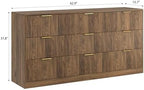 9 Drawer Fluted Dresser for Bedroom with Deep Drawers, Walnut丨63 Wide Wood Dresser, Large Chest of Drawers, Modern Long TV Stand, Storage Cabinet Side Table for Living Room, Hallway