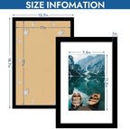 Hongkee 11x17 Picture Frame Set of 4, 11 x 17 Black Wood Style(Mat 8x12)