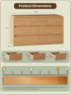 Modern 54" Wide 7 Drawers Dresser with Curved Profile Design,Oak