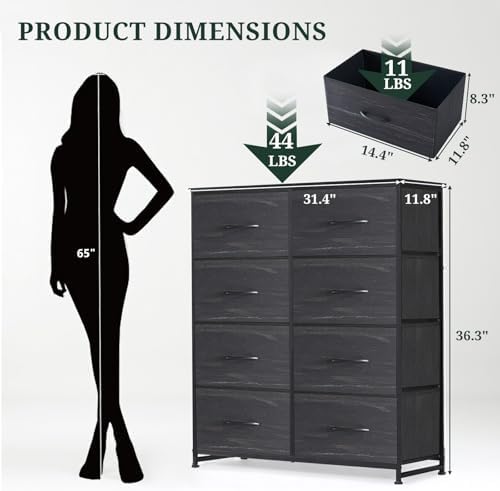 8-Drawer Dresser for Bedroom, Anti-Tip Tall Storage Organizer