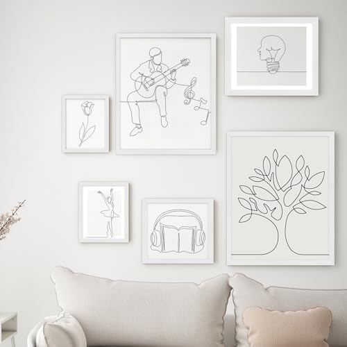 puthiac 12x12 Solid Oak Wood Picture Frames, White, 3 Pack