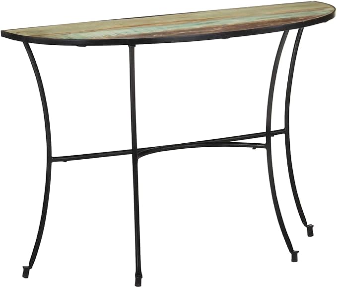 Solid Reclaimed Wood Side Table, Mixed Color Finish, 15.7x43.3x30.3 Inch Console