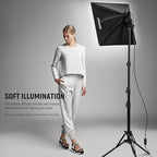 NEEWER 24x24in/60x60cm Softbox with E26 Porcelain Socket/Power Cord/White Diffuser/Stand Adapter, Durable Nylon Softbox Lighting Modifier for Studio Photography Lighting, SF6060 (US Plug) - size: 60X60cm