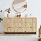 ORRD 9 Drawer Dresser for Bedroom, Modern Closet Chest of Drawers with Wave Fluted Drawer, Wood Storage Small Dresser Organizer for Nursery Bedroom Living Room Hallway Closet (Natural)