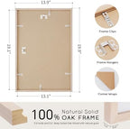 puthiac 13x19 Solid Oak Wood Picture Frame, Natural Oak, 1 Pack