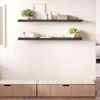 Ballucci Floating Shelves for Wall, 48" Wood Wall Shelf Set of 2, with Invisible Brackets for Bathroom, Living Room, Bedroom, Kitchen, Nursery, 8" Deep, Black