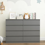 Grey Dresser for Bedroom,Modern Large 8 Drawer Dresser with Deep Drawer,Wide Storage Chest of Drawer,Wood Bedroom Storage Organizer Furniture,TV Stand for Living Room