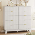 Xixini Fluted Dresser for Bedroom with 10 Drawers, 48" Wide Modern Chest of Drawers with Metal Handle, Wooden Dresser TV Stand, Wood Closet Clothes Storage Organizer for Living Room, Hallway, White