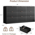HOUROM Black Fluted Dresser for Bedroom,9 Drawer Chest,59in Wood Cabinet