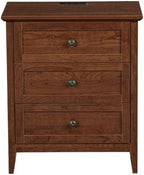 Karl home Brown Farmhouse Nightstand, Wide End Table with Charging Station