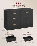 VASAGLE 6-Drawer Dresser, Chest of Drawers, 46.9 x 15.8 x 30.7 Inches