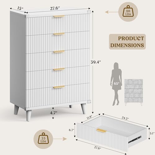 Modern Dressers and Nightstands Set 4-Piece, 2 Nightstands + 5 + 6-Drawers