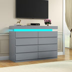 Gyfimoie 8 Drawer Dresser with Power Outlet, Modern Dresser with LED Light