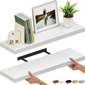 Ballucci Floating Shelves for Wall, 36" Wood Wall Shelf Set of 2, with Invisible Brackets for Bathroom, Living Room, Bedroom, Kitchen, Nursery, 8" Deep, White