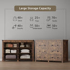 Wodeer 6 Drawer Dresser for Bedroom, Brown Modern Dressers & Chests of Drawers with Metal Handles, Closet Storage Dresser, Storage Cabinet and Organizer with Drawers