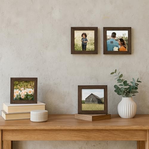 puthiac 6x6 Solid Oak Wood Picture Frame, Walnut, 1 Pack