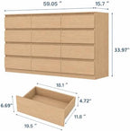 12 Drawer Dresser for Bedroom,Modern Deep Drawer Dresser with No-Handle Design,Storage Wood Chest of Drawer,Storage Organizer Furniture for Closet,Hallway