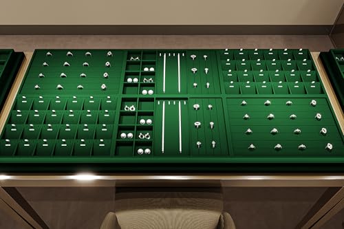 12 Grids Velvet Jewelry Tray Bracelet Trays Bangle Holder for Bracelet Bangle Earring Ring Display Storage (Green) - size: 12 Grid