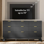 HUANLEGO Fluted Dresser for Bedroom with 9 Drawers, Black