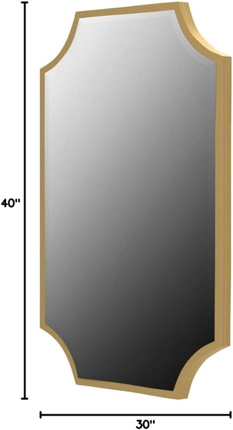 Kelly Miller 30"x40" Large Gold Bathroom Mirror for Wall, Gold Scalloped Vanity Mirror Bevelled Framed Decorative Mirror for Master Bath Half Bath Entrance Hallway Bedroom Living Room Fireplace Mantle