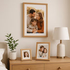 puthiac 6x8 Solid Oak Wood Picture Frame with 5x7 Mat, Natural Oak, 1 Pack