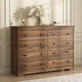Dresser for Bedroom, 8 Drawer Dresser with Large Drawers, 51 Inch Wide Wood Chest for Living Room, Hallway, Walnut