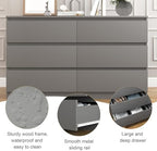 Grey Dresser for Bedroom,48'' Modern 6 Drawer Dresser with Deep Drawer,Storage Wide Chest of Drawers,Wood Bedroom Storage Furniture for Living Room,Closet