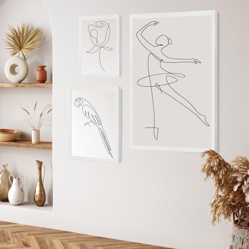puthiac 20x30 Solid Oak Wood Picture Frames, White, 3 Pack