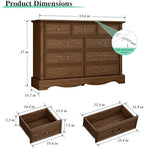 Farmhouse 9-Drawer Dresser with Charging Station for Bedroom