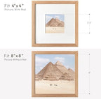 8x8 Picture Frame, Solid Oak Wood 8x8 photo Frame with Mat to 4x4