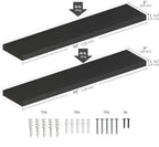 Ballucci Floating Shelves for Wall, 48" Wood Wall Shelf Set of 2, with Invisible Brackets for Bathroom, Living Room, Bedroom, Kitchen, Nursery, 8" Deep, Black